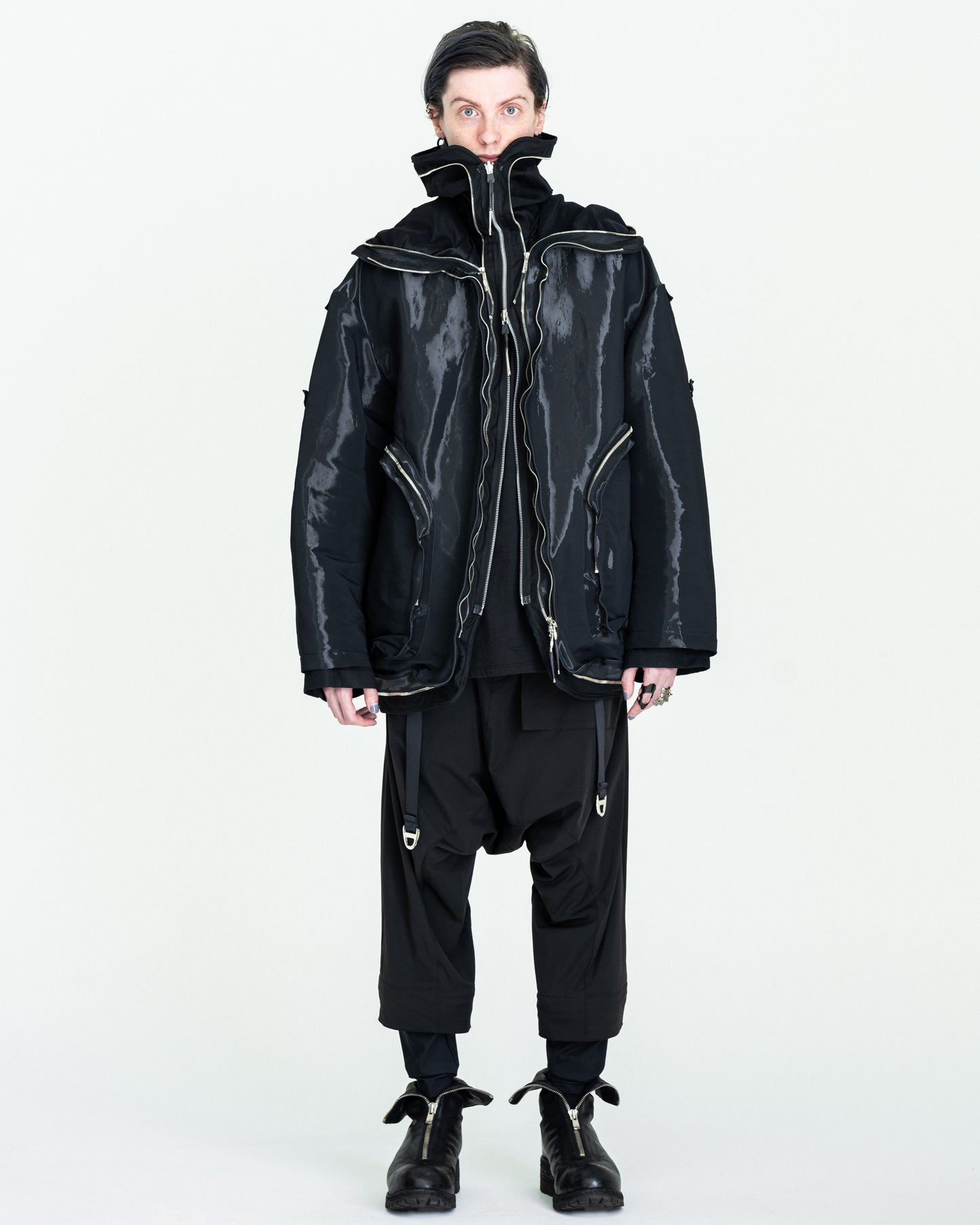 Soft Metal × Ventile gabadine Funnel neck jacket