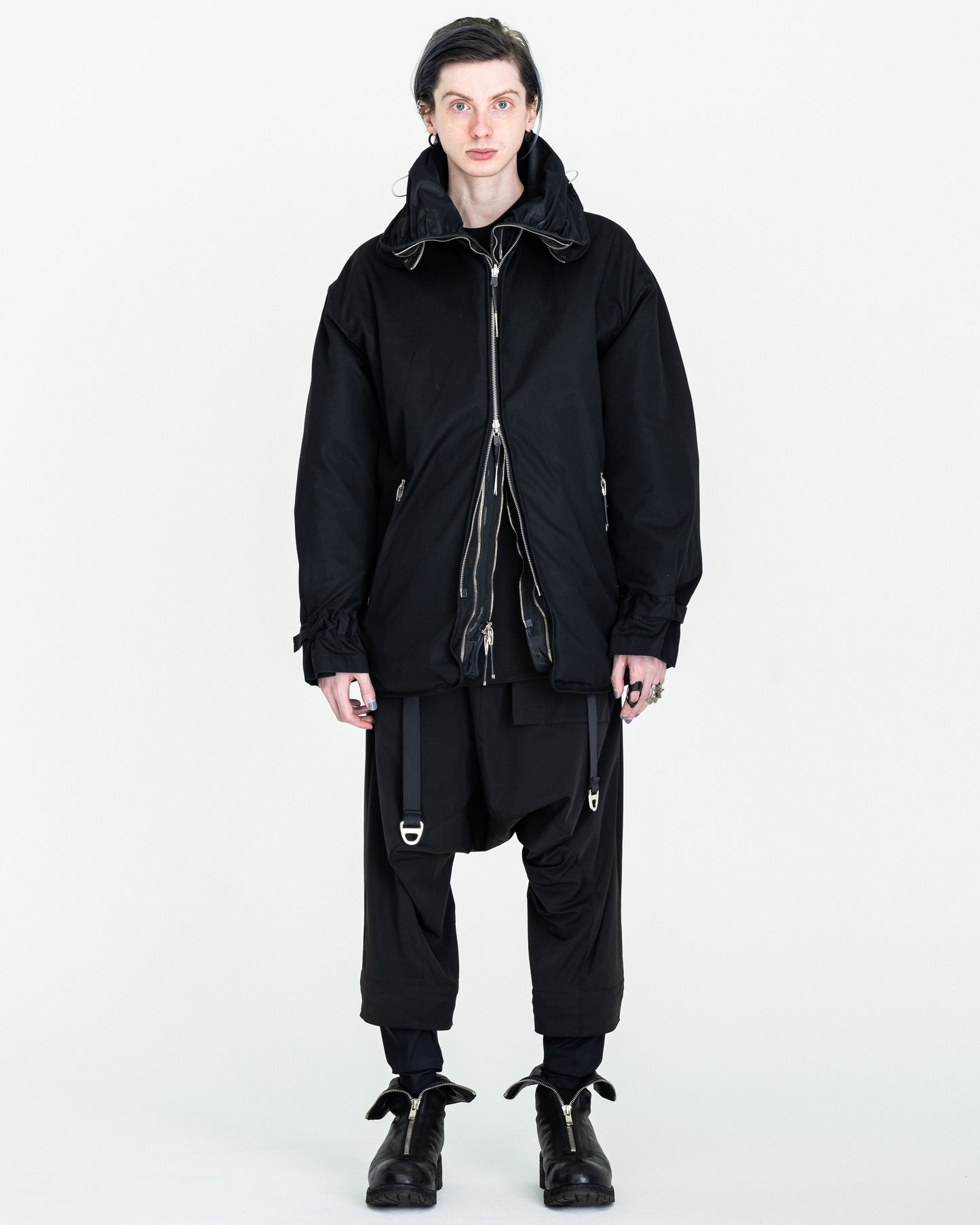 Soft Metal × Ventile gabadine Funnel neck jacket