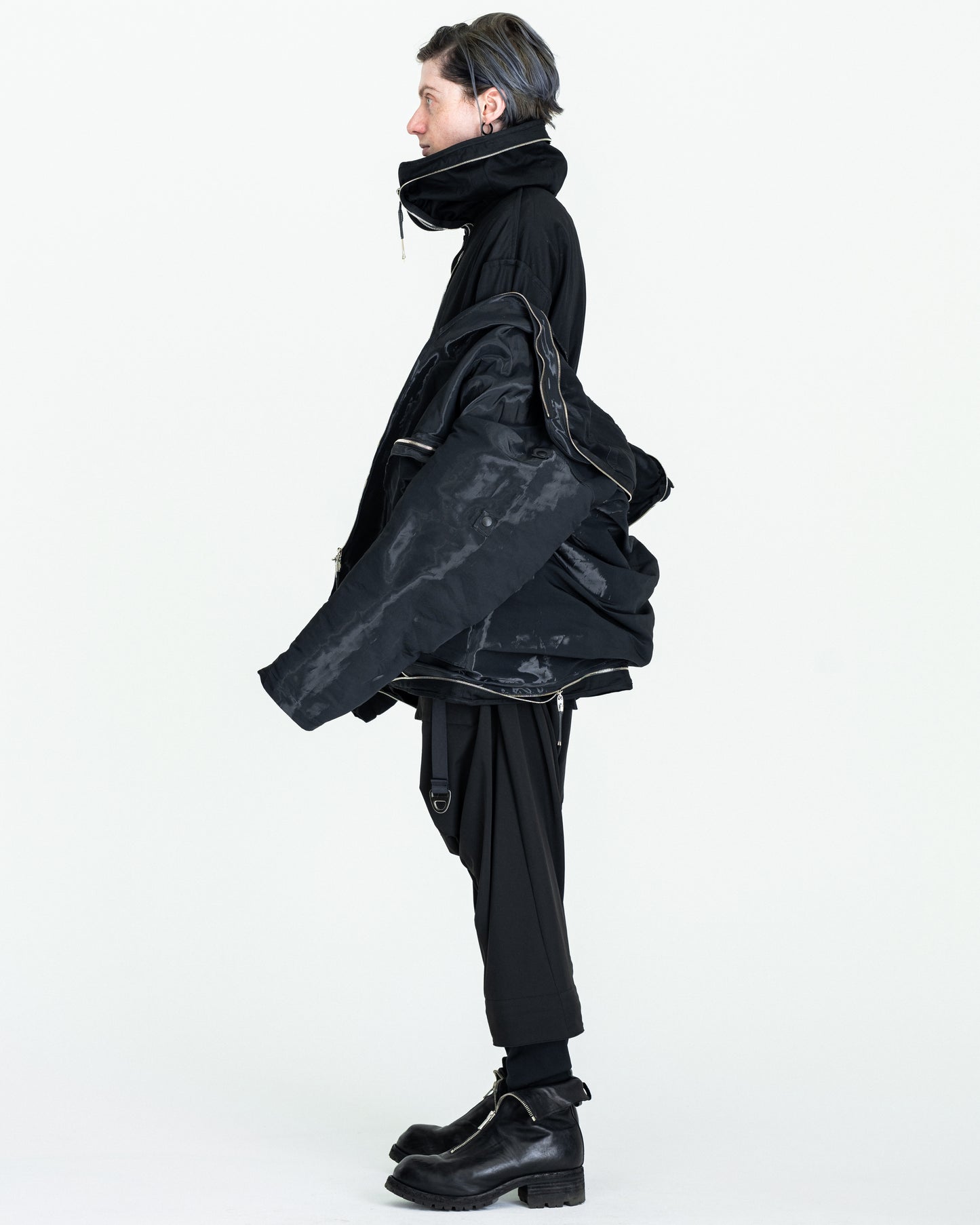 Soft Metal × Ventile gabadine Funnel neck jacket